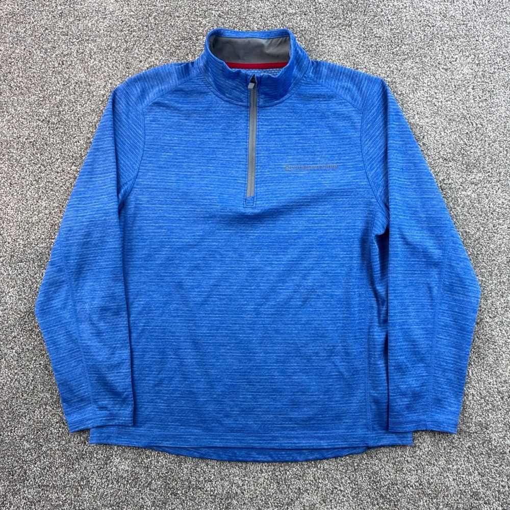 Vineyard Vines Performance Pullover Mens L Blue 1/4 Zip Heathered Sweatshirt